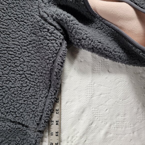 Express full zip hoodie deep pile sherpa front pockets safety stripe pink M/L - Picture 8 of 16